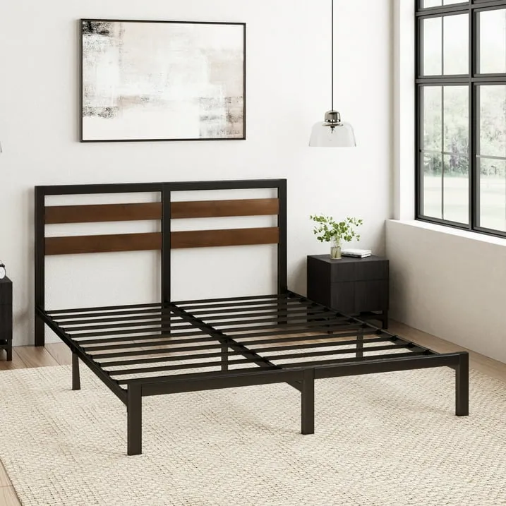 Zinus 35" Shen Bamboo Wood and Metal Platform Bed Frame, Queen