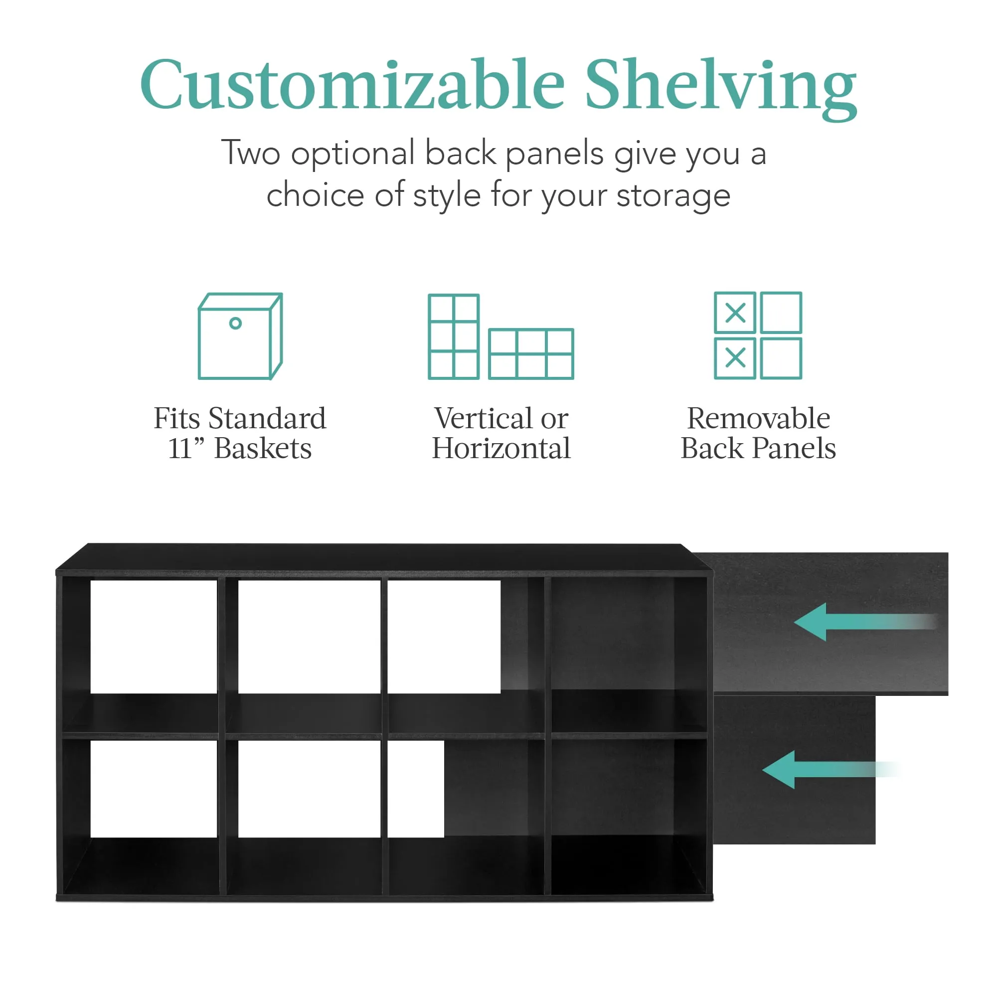 8-Cube Bookshelf, 11in Display Storage System