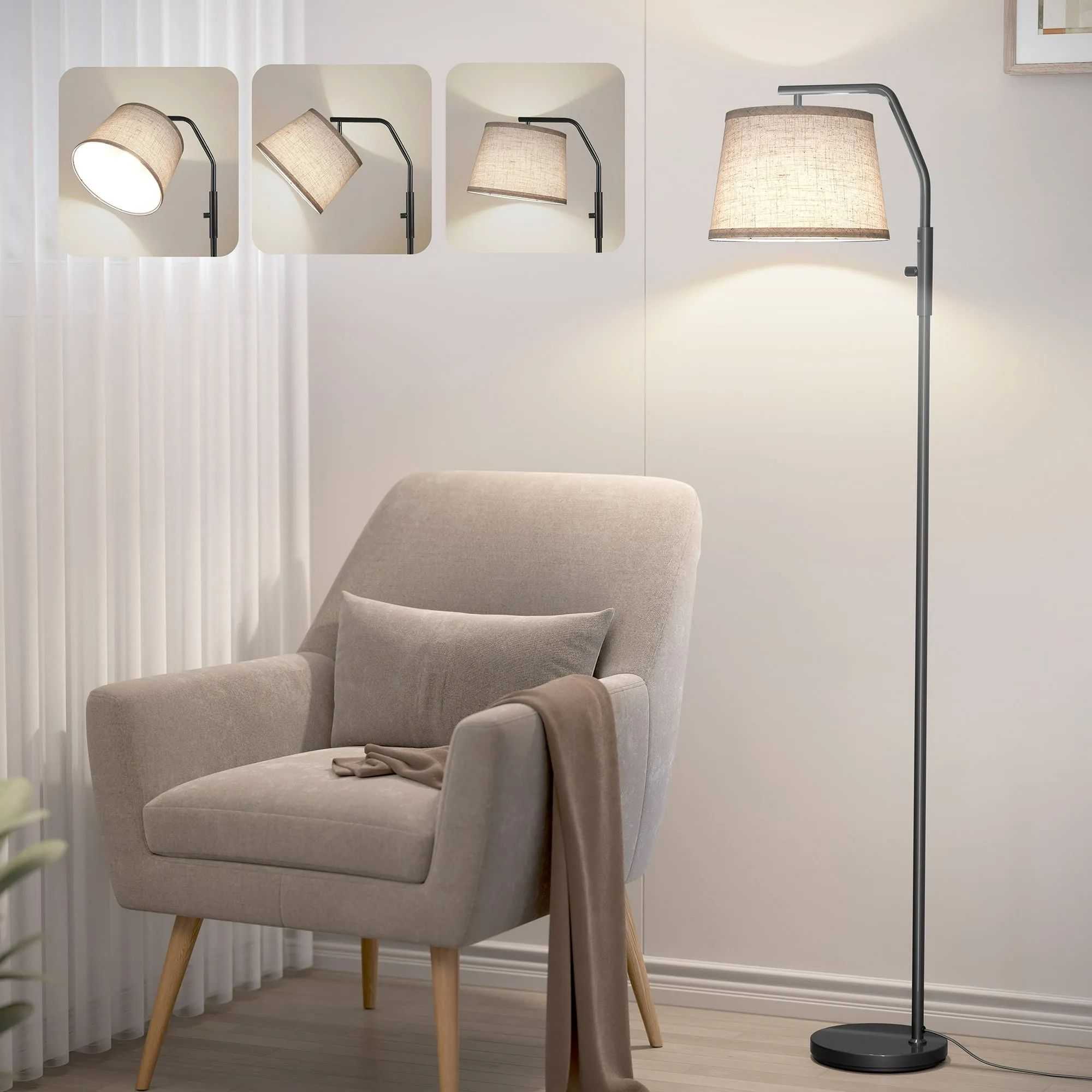 SUNMORY Floor Lamp, Lamps for Living Room, Standing Lamp with 0-100% Dimmable