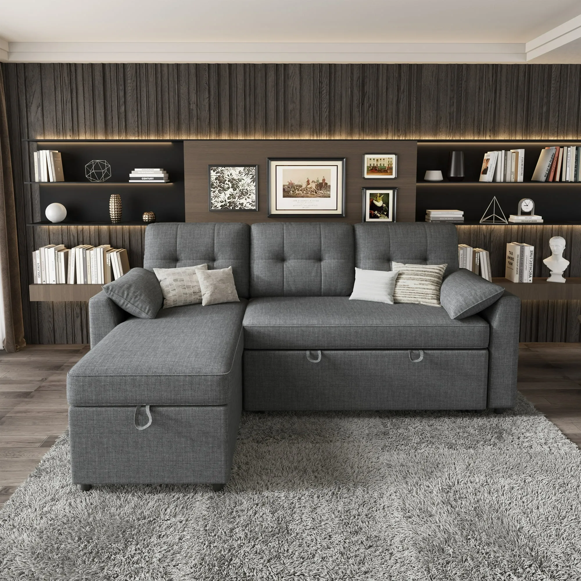 VANACC Sectional Sofa Bed with Storage and Soft Seat