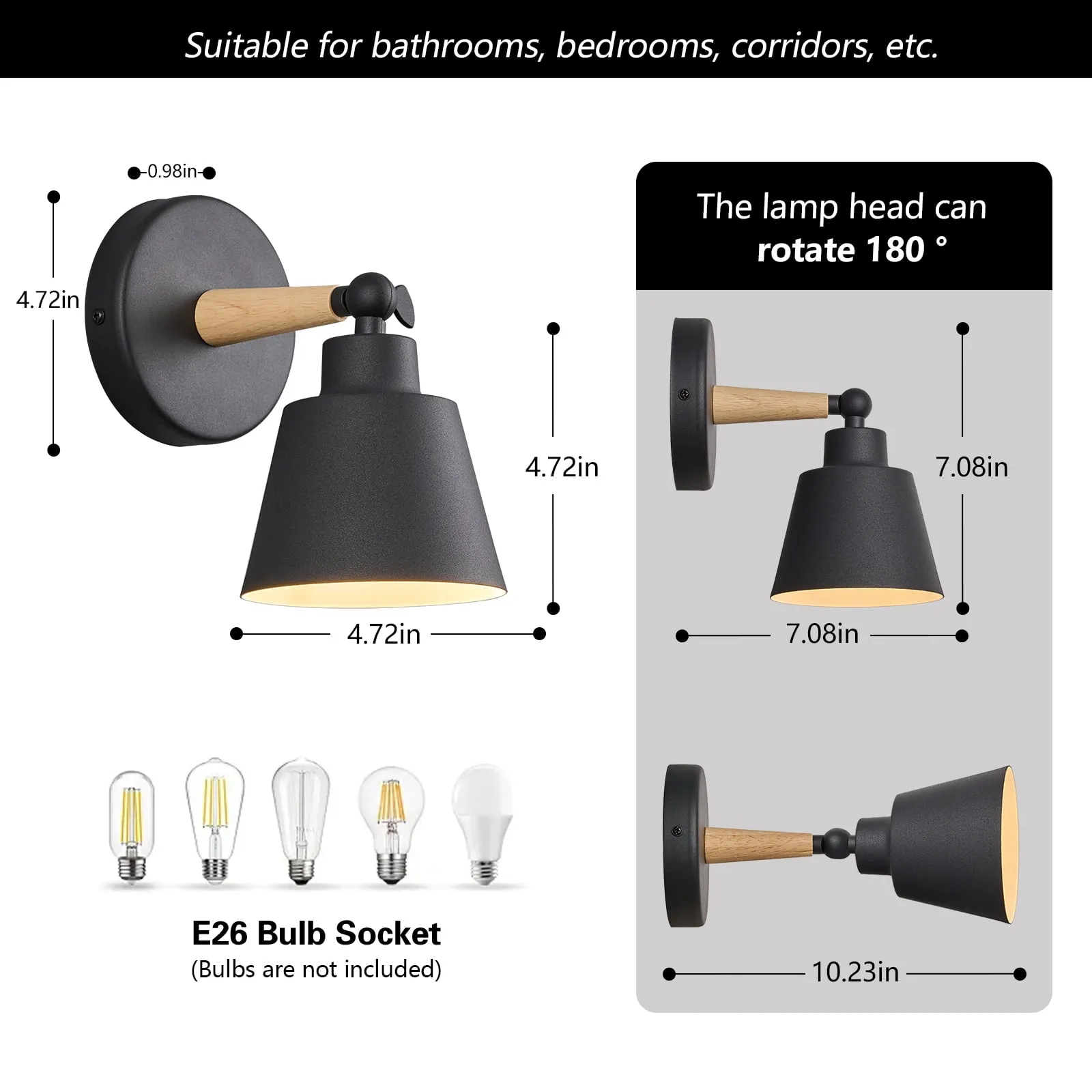 Set of 2 Macaron Wall Sconces Adjustable Angle Lighting