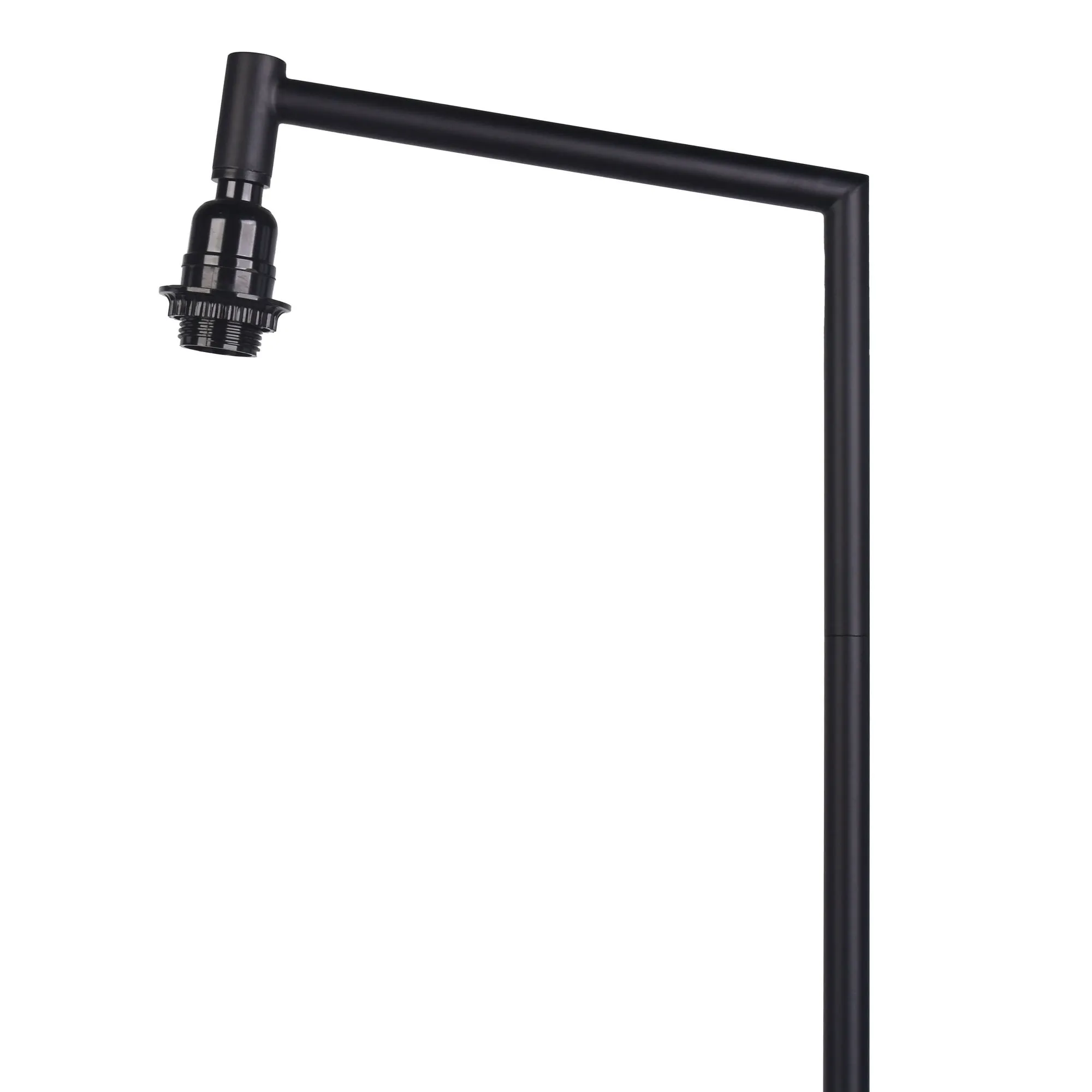 Cream Black Metal Floor Lamp with White Fabric Shade